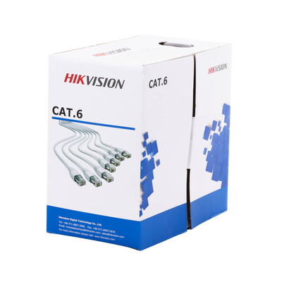 Bobina de Cable de 305 Metros (1000 Pies) Cat 6 / 100% Cobre / Color Blanco / Uso en Interior / PVC - HIKVISION
