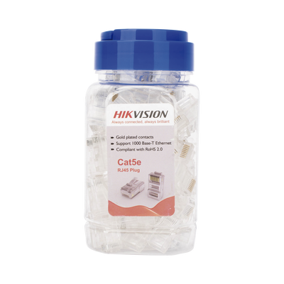 Bote con 100 Piezas de Plug Modular RJ45 / Cat 5e / Chapado en Oro a 30 Micras / Sin Blindaje / Fácil Instalación / Uso In...
