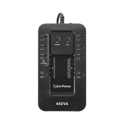 UPS de 450 VA/260 W, Topología Standby con Modo Ahorrador ECO, Entrada 120 Vca NEMA 5-15P, Con 8 Tomas NEMA 5-15R - CYBERP...