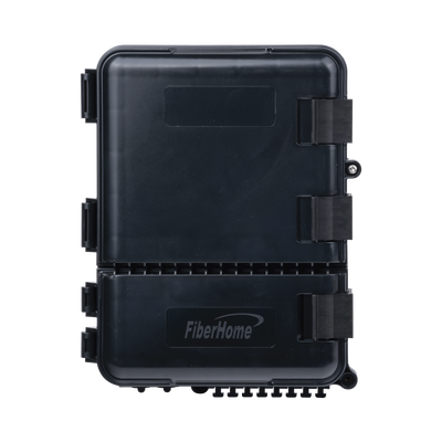 Caja de Distribución de Fibra Óptica para 24 Empalmes, con 8 Acopladores SC/APC Simplex, Exterior IP55, Color Negro - FIBE...