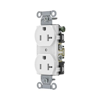 Contacto Dúplex 20 A, 125 V, 2 Polos, 3 Hilos, Cableado Posterior y Lateral, Color Blanco (Nema 5-20R). | SIERRA STORE