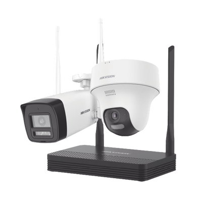 Kit IP Inalámbrico 2 Megapíxel / NVS 4 Canales / 1 Cámara Bala Exterior + 1 Cámara Turret Interior con Lente 2.8 mm y Dual...