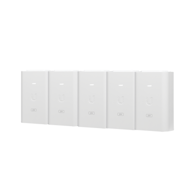 5 Unidades del Adaptador PoE Ubiquiti de 24 VDC, 1.0 A con puerto Gigabit, color blanco - UBIQUITI