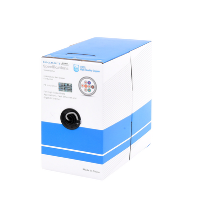 Bobina de Cable de 305 Metros (1000 Pies), Cat5e, 24 AWG, Color Gris, UL, para Aplicaciones en Videovigilancia, Redes de D...