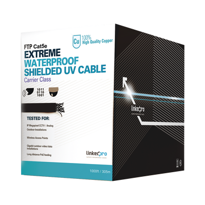 Bobina de Cable de 305 Metros (1000 Pies), Cat5e, Color Negro, Sin Blindar, para Aplicaciones de Video Vigilancia, Redes d...