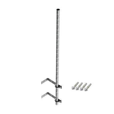 Mástil de 3 m de 1-1/4" diámetro ced. 30 con Herrajes para Sujeción a Pared. - SYSCOM TOWERS