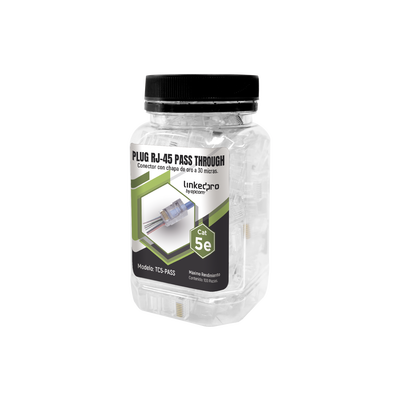 Bote con 100 Plugs Pass Through RJ45 Cat5e sin Blindaje, Chapado de Oro a 30 Micras para Durabilidad Extrema - LINKEDPRO B...