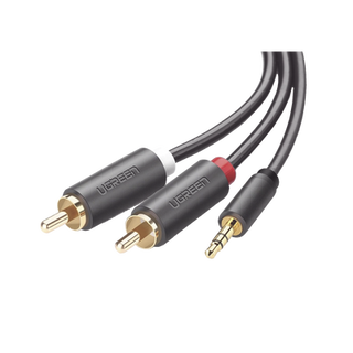 Cable Adaptador de 3.5mm Macho a 2 RCA Macho / 3 Metros (9.84 Pies) / Color Gris / Blindaje Múltiple / ABS / Alta Calidad ...