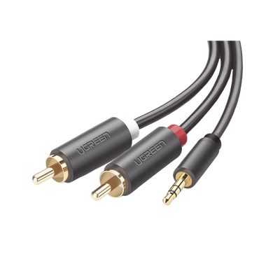 Cable Adaptador de 3.5mm Macho a 2 RCA Macho / 3 Metros (9.84 Pies) / Color Gris / Blindaje Múltiple / ABS / Alta Calidad ...