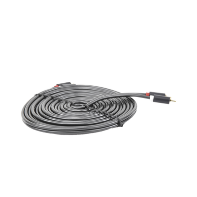 Cable de Audio 2 RCA Macho a 2 RCA Macho / 5 Metros (16.40 Pies) / Color Negro / Alta Calidad / Anillos de Goma para Asegu...
