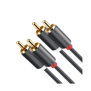 Cable de Audio 2 RCA Macho a 2 RCA Macho / 5 Metros (16.40 Pies) / Color Negro / Alta Calidad / Anillos de Goma para Asegu...