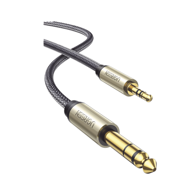 Cable Audio Estéreo 3.5mm (1/8") TRS a 6.35mm (1/4") TS / 1 Metro / Audio de Hi-Fi / Trenza de Nylon / Blindaje Múltiple /...