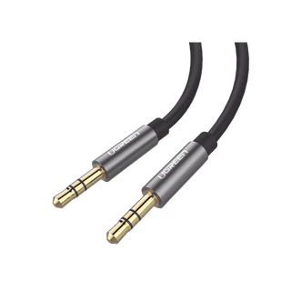 Cable Auxiliar 2 Metros / Conector 3.5mm a 3.5mm / Macho a Macho / Cubierta de TPE / Carcasa de Aluminio / Color Negro - U...