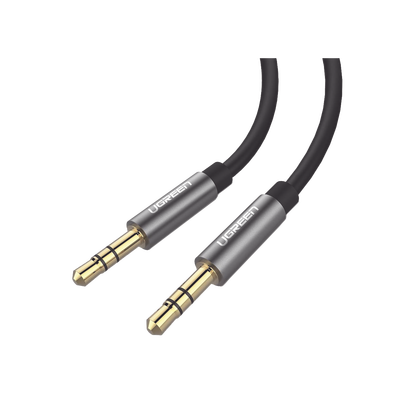 Cable Auxiliar 2 Metros / Conector 3.5mm a 3.5mm / Macho a Macho / Cubierta de TPE / Carcasa de Aluminio / Color Negro - U...