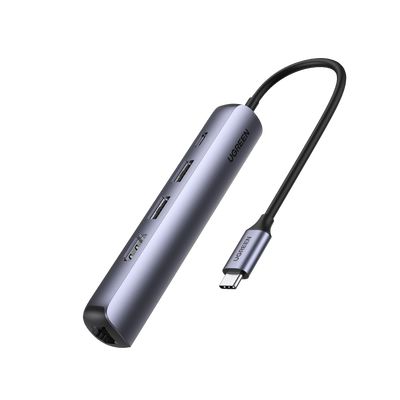 HUB USB-C (Docking Station) 5 en 1 | Ultra Delgado | 2 USB-A 3.1 a (5 Gbps) | HDMI 4K@60Hz | RJ45 (Gigabit Ethernet) | USB...