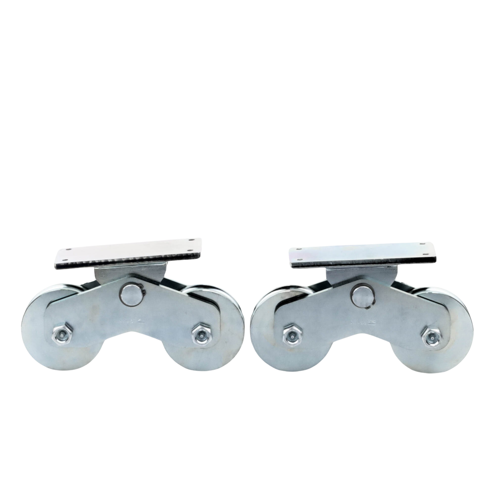 Rueda Doble para Puerta Corrediza / 12 cm / Carga 1200 kg / Canal U Semiredondo / Acero Galvanizado | SIERRA STORE