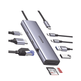 HUB USB-C (Docking Revodok) 9 en 1 | 2 USB-A 3.0 (5Gbps) | 2 USB-C (5Gbps) | USB-C PD Carga 100W | HDMI 4K@60Hz | RJ45 (Gi...