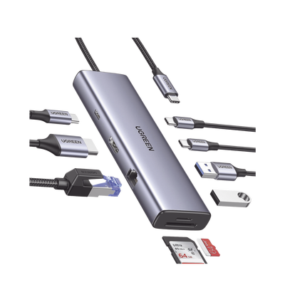 HUB USB-C (Docking Revodok) 9 en 1 | 2 USB-A 3.0 (5Gbps) | 2 USB-C (5Gbps) | USB-C PD Carga 100W | HDMI 4K@60Hz | RJ45 (Gi...