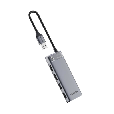 HUB USB-A 3.2 Gen1 4 EN 1 | 4 Puertos USB-A (5Gbps) | Carcasa ABS + PC | Soporta OTG | Luz Indicadora LED | Cable de Nylon...