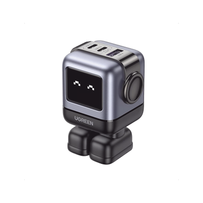 Cargador RobotGaN de 65W Serie UNO | 3 Puertos de Carga Rápida | 2 USB-C | 1 USB-A | PD 3.0 | QC 4.0 | Carga Inteligente |...