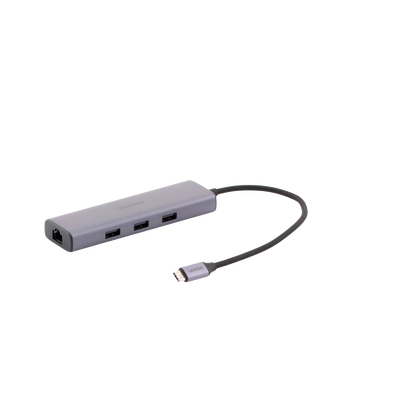HUB USB-C (Docking Revodok) 6 en 1 | 3 Puertos USB-A 3.0 (5 Gbps) | USB-C PD 100W | HDMI 4K@30Hz | Entrada 1 RJ45 (Gigabit...