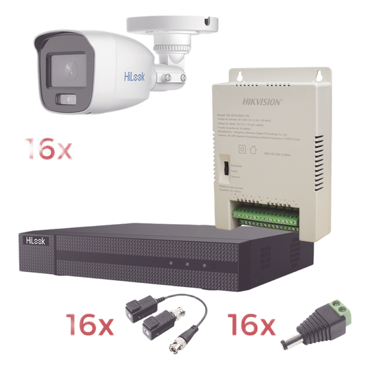 EPCOM - HL1080PL/16BCA - Kit TurboHD 1080p Lite / DVR 16 Canales / 16 Cámaras Bala Exterior ( 2.8mm) con ColorVu + Micrófono Integado / Transceptores /