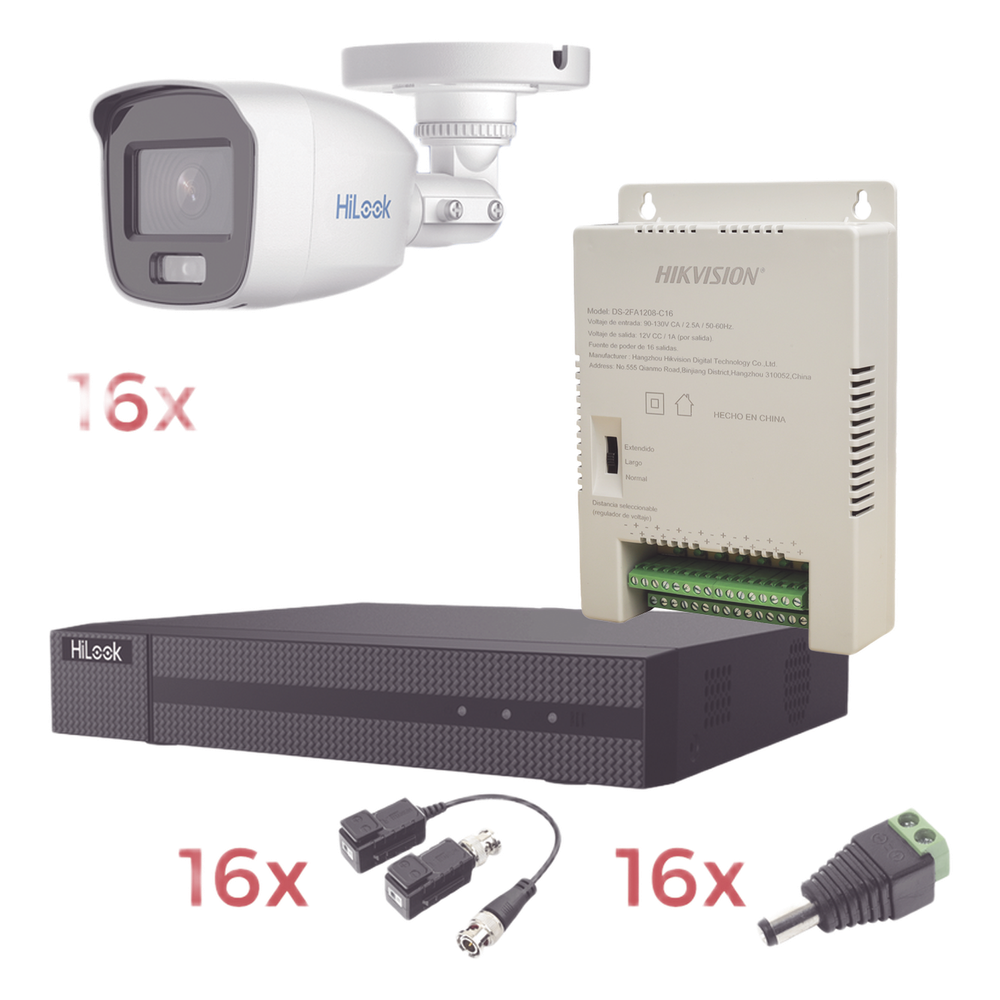 EPCOM - HL1080PL/16BCA - Kit TurboHD 1080p Lite / DVR 16 Canales / 16 Cámaras Bala Exterior ( 2.8mm) con ColorVu + Micrófono Integado / Transceptores /