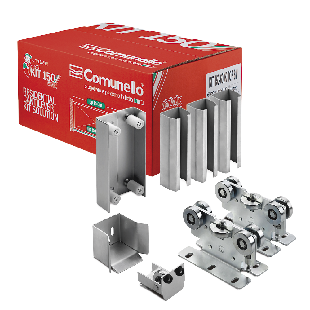 Kit para puertas autoportantes / Hasta 3 m (9.84 ft) / 600 kg / Carros 5 ruedas / Acero galvanizado | SIERRA STORE