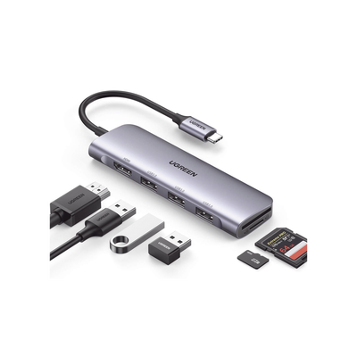 HUB USB-C (Docking Station) 6 en 1 | HDMI 4K@30Hz | 3 Puertos USB 3.0 | Lector Tarjeta SD + Micro SD (TF) Uso Simultáneo |...