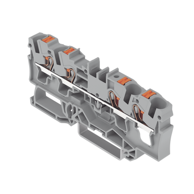 Borna de Paso / 4 Conductores / Push-in CAGE CLAMP® / 4 mm² / 32 A / 800 V / Carril DIN / ATEX IECEx / Prueba Ø4 mm WAGO -...