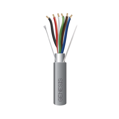 Bobina de 305 Metros (1000 Pies) de Cable / 6 x 22 AWG Blindado / Riser / Color Gris / Para Aplicaciones de Audio, Segurid...