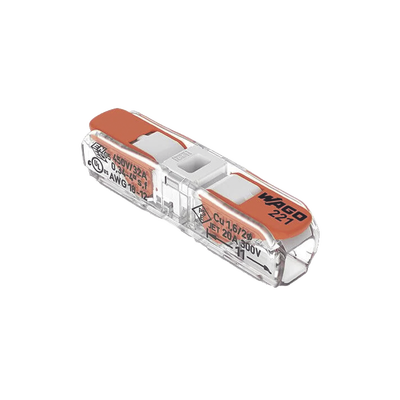 Conector de Instalación en Línea / CAGE CLAMP® con Palancas / 2 Polos / 4 mm² Máx. (12 AWG) / Transparente / 600V UL / 32A...