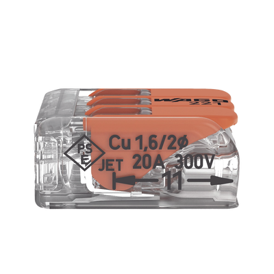 Borne de Conexión con Palancas / 3 Conductores / Carcasa Transparente / Tecnología CAGE CLAMP® / 4 mm² (12 AWG) / 450V 32A...