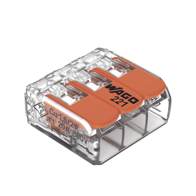 Borne de Conexión con Palancas / 3 Conductores / Carcasa Transparente / Tecnología CAGE CLAMP® / 4 mm² (12 AWG) / 450V 32A...