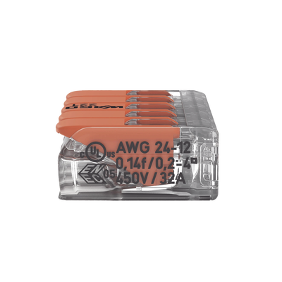 Conector Eléctrico / Borne de Conexión con Palancas / 5 Puntos / 32A 450V / CAGE CLAMP® / Policarbonato Transparente / Par...