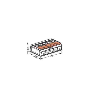 Conector Eléctrico / Borne de Conexión con Palancas / 5 Puntos / 32A 450V / CAGE CLAMP® / Policarbonato Transparente / Par...