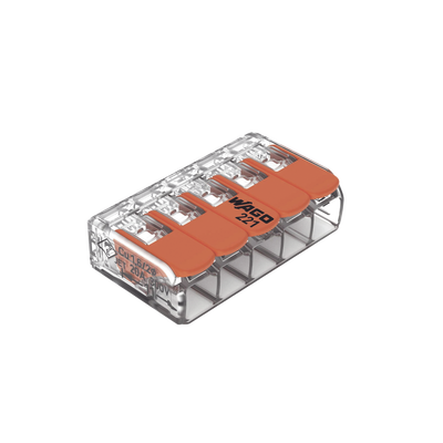 Conector Eléctrico / Borne de Conexión con Palancas / 5 Puntos / 32A 450V / CAGE CLAMP® / Policarbonato Transparente / Para 0