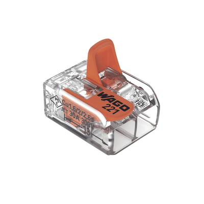 Borne de Conexión con Palancas / Serie 221 / 6 mm² Máximo / 30 A / 300 V / Transparente / T85 / CAGE CLAMP® / Conexión Lat...