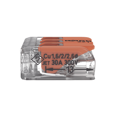 Borna de Conexión con Palancas / 3 Conductores / CAGE CLAMP® / 6 mm² (10 AWG) Máximo / 32A 450V / Transparente / Palancas ...