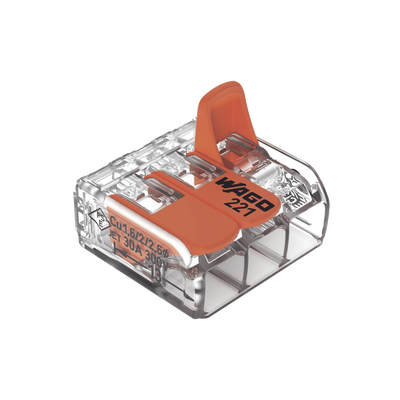 Borna de Conexión con Palancas / 3 Conductores / CAGE CLAMP® / 6 mm² (10 AWG) Máximo / 32A 450V / Transparente / Palancas ...
