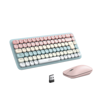 Paquete de Teclado y Mouse | 85 teclas en Español | Bluetooth y 2.4GHz |  Mouse Ambidiestro  | Sensor de DPI ajustable | E...