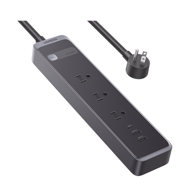 Regleta con Protector Contra Sobretensiones | 3 Salidas de CA NEMA 5-15R | 1 Salida USB-C PD de 30 W | 2 Puertos USB-A | P...