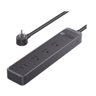 Regleta con Protector Contra Sobretensiones | 3 Salidas de CA NEMA 5-15R | 1 Salida USB-C PD de 30 W | 2 Puertos USB-A | P...