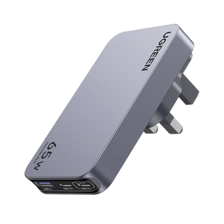 Cargador Rápido GaN 65W UGREEN / 2 Puertos USB-C + 1 Puerto USB-A / Tecnología GaN / Carga Rápida PPS PD 3.0 QC 4.0 / Comp...