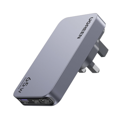 Cargador Rápido GaN 65W UGREEN / 2 Puertos USB-C + 1 Puerto USB-A / Tecnología GaN / Carga Rápida PPS PD 3.0 QC 4.0 / Comp...