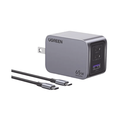 Cargador de 65W serie Nexode Pro | 3 Puertos de Carga Rápida | 2 USB-C | 1 USB-A | Tecnología GaNInfinity | PD3.1 de 65W /...
