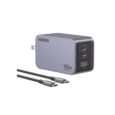 Cargador de 100W serie Nexode Pro | 3 Puertos de Carga Rápida | 2 USB-C | 1 USB-A | Tecnología GaNInfinity | PD3.1 de 100W...