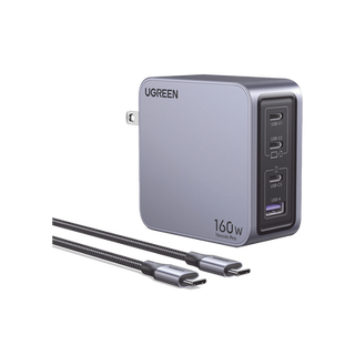 Cargador Rápido GaN / 160W Máximo / 3 USB-C + 1 USB-A / PD3.1 140W / PPS / UFCS / QC5 / Protecciones Múltiples / PC 94-V0 ...