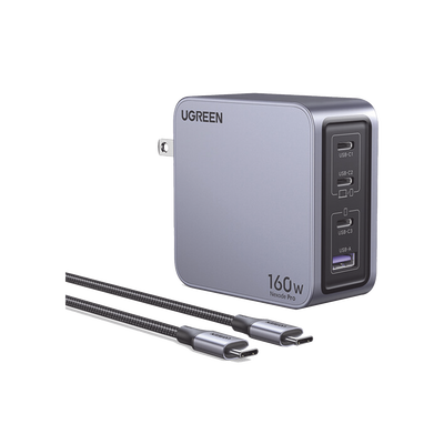 Cargador Rápido GaN / 160W Máximo / 3 USB-C + 1 USB-A / PD3.1 140W / PPS / UFCS / QC5 / Protecciones Múltiples / PC 94-V0 ...