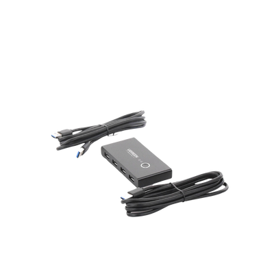 Conmutador USB para Compartir 4 Puertos USB 3.0 a 2 PC Ìs | Cambio Mediante Botón | Incluye Dos Cables USB de 1.5 m | ABS...